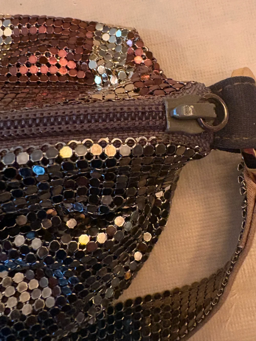 Whiting and David Metallic Mesh Stripe Shoulder Bag - Picture 5 of 9